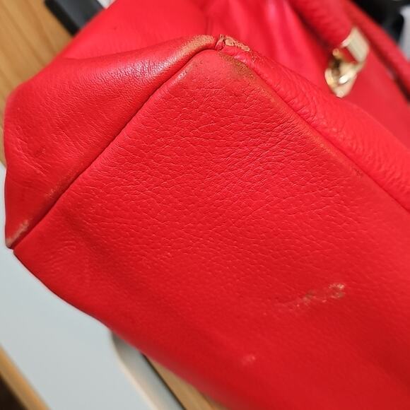 Cole Haan Womens Large Red 6 Compartment Gold Accent Hand Shoulder Bag 13x10x6 - Picture 8 of 12